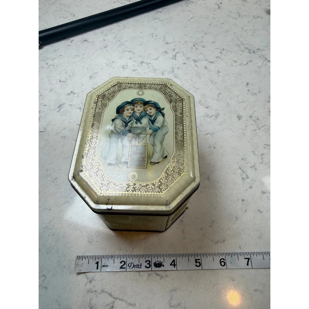 Vintage Coca-Cola Tin Sailor Children Nautical‎ Octagonal Gold Tone Collectible